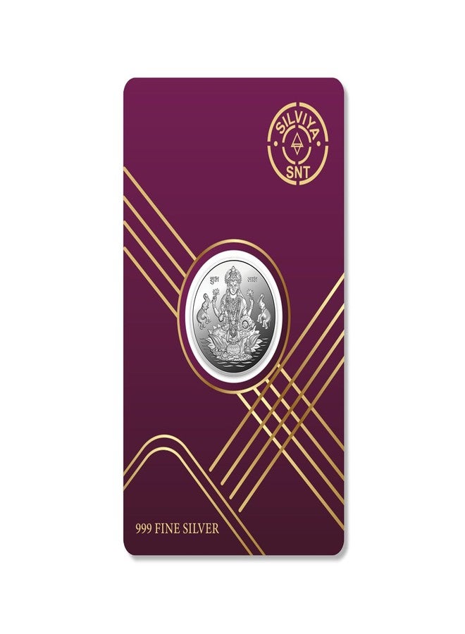 Silviya 999 Pure Silver Goddess Lakshmi Coin | 2 Gm | Round | Dhanteras & Diwali Puja | Gift | Prosperity - Image 2